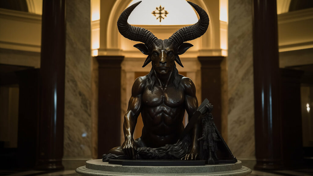 The David Knight Show talks about a man being charged for damaging a satanic display