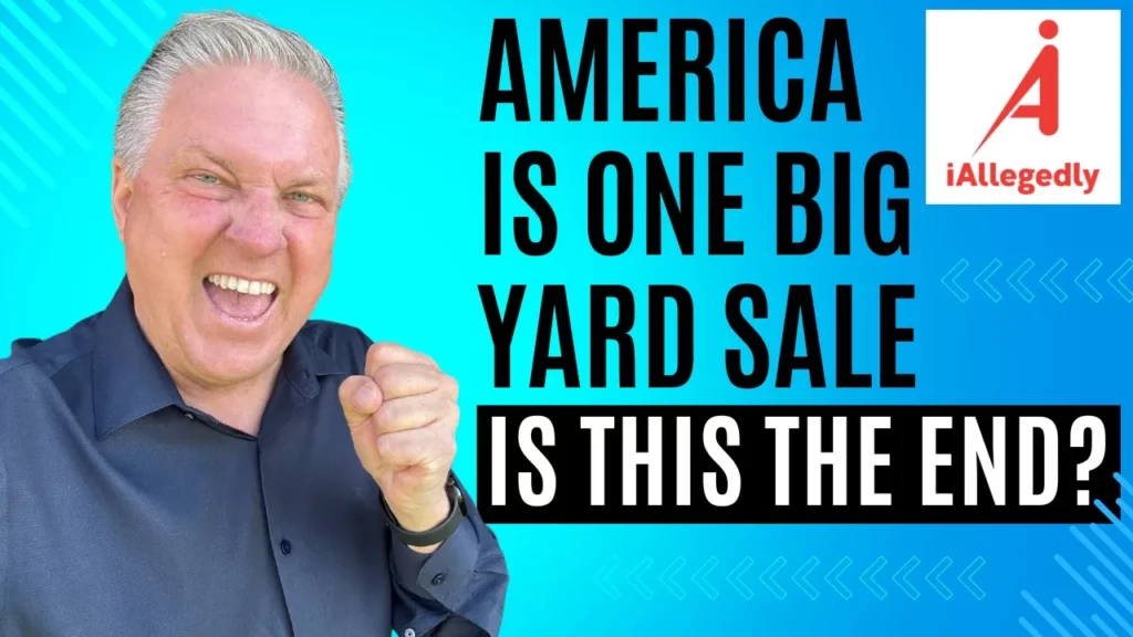 I Allegedly talks about how america is one big yard sale right now and this is the end