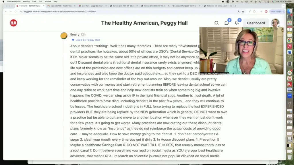 The Healthy American Peggy Hall talks about how warnings from dentists hear what they have to say